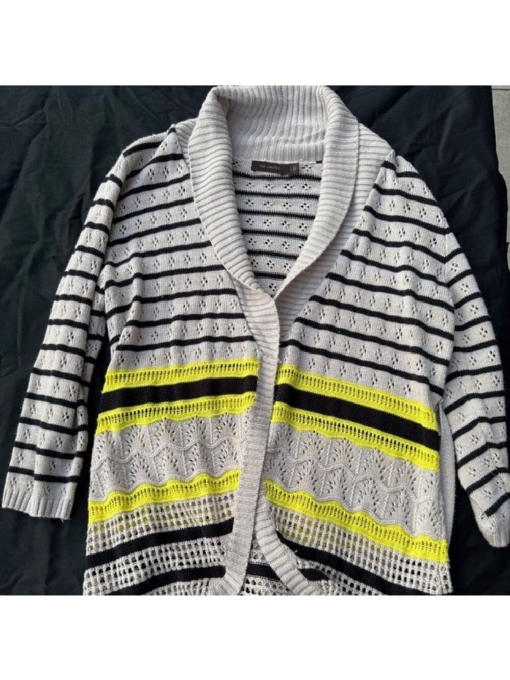 The Limited Womens Open Front Striped Cardigan With Belt Size L